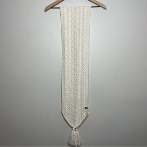 Smartwool Bunny Slope Scarf Moonbeam Heather Tan Cable‎ Knit Wool